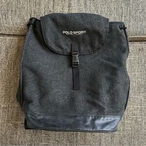 Rare Vintage Polo Sport Ralph Lauren Flannel Backpack in Gray/Black